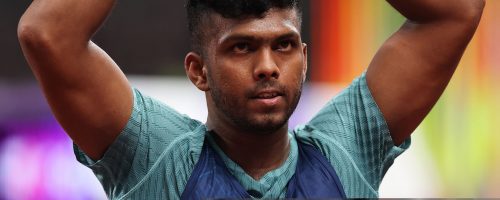 TOKYO, JAPAN - SEPTEMBER 18: Rumesh Tharanga Pathirage of Team Sri Lanka competes during the Men's Javelin Throw Final on day six of the World Athletics Championships Tokyo 2025 at National Stadium on September 18, 2025 in Tokyo, Japan.  (Photo by Christian Petersen/Getty Images)